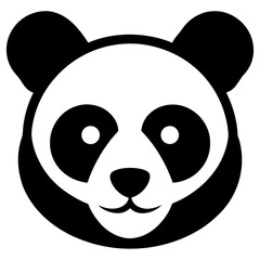 Panda bear face simple graphic animal head silhouette vector illustration