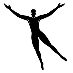 Abstract person jumping with arms raised silhouette vector illustration
