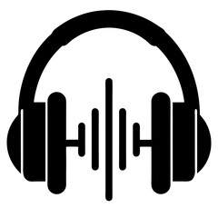 Headphones audio wave graphic music listening device silhouette vector illustration