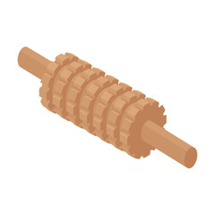 Rolling pin for crispbread - hand drawn vector illustration.