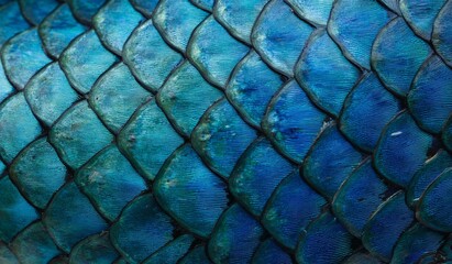 Vibrant Blue Fish Scales: Close-Up Texture