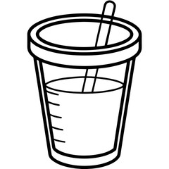 Medical Sample Cup Line Art Illustration