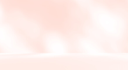 Empty pink colour room studio with sunlight effect shadow on the floor and wall for product presentation. Minimal backdrop design. Cosmetic, beauty and fashion showroom. Summer background mock up.