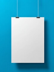 Blank Advertising Poster Frame With Clean Lines On White Background With Soft Shadow