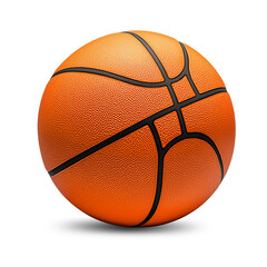 Obraz premium Isolate transparent with a basketball with texture seams, orange basketball isolated product, full basketball for sports visuals . PNG die- cut for advertising.