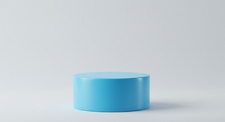 Minimal blue podium on soft cloud-inspired gradient