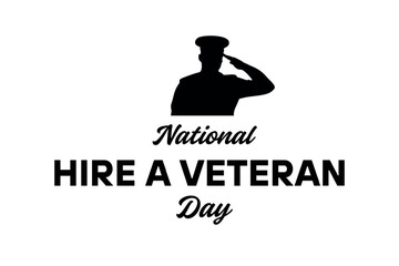 National Hire a Veteran Day Silhouette – Military Salute Tribute Illustration