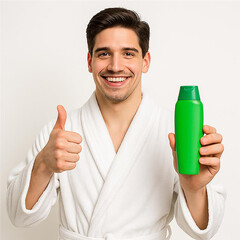 young man Shampoo Bottle Mockup 