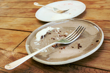 Empty cake plates and forks
