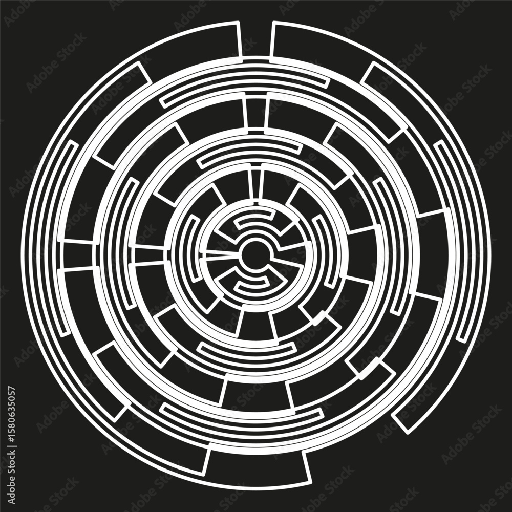 Poster futuristic circle outline. abstract target symbol. digital data vector. white technology illustratio