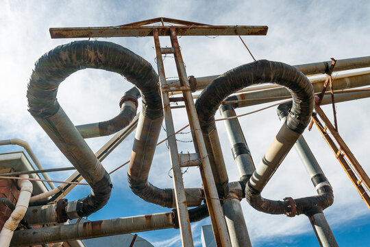 Overhead industrial pipes