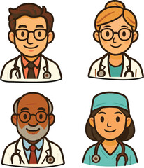 Diverse Medical Professional Avatars – Cartoon Healthcare Illustrations medical heroes 
