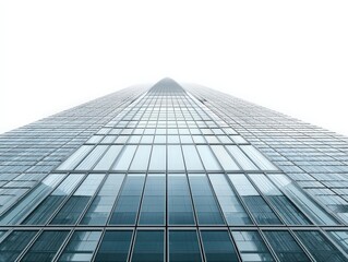 Fototapeta premium Modern glass skyscraper reaching for the sky. A minimalist architectural marvel.