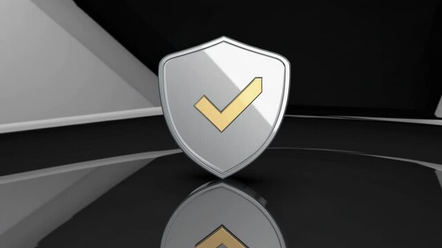 Exploring a futuristic shield symbol representing security and trust in modern technology at a sleek studio setting