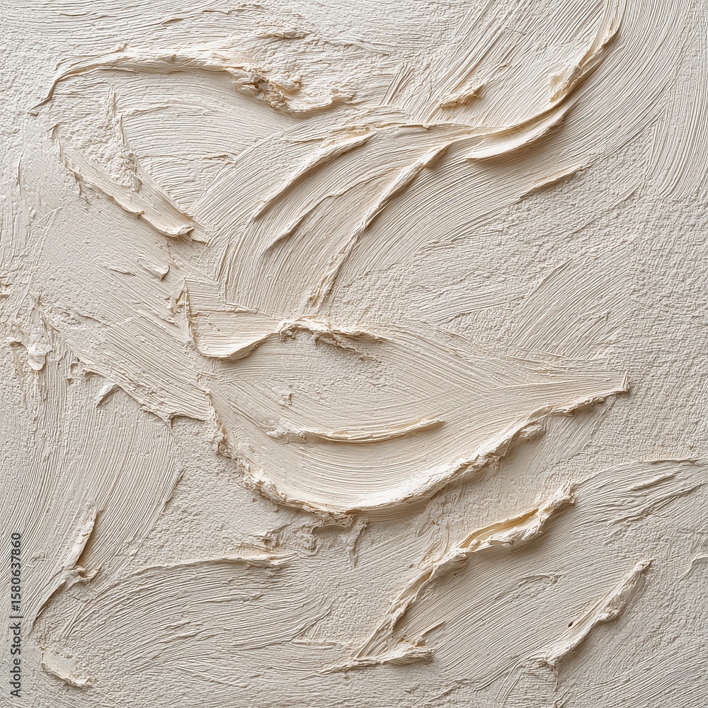 Poster close-up of creamy beige textured paint strokes creating a smooth, abstract pattern on a flat surfac