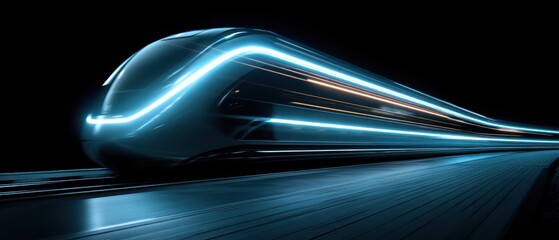 Futuristic high speed train at night