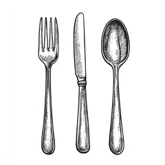 Spoon knife fork cutlery.