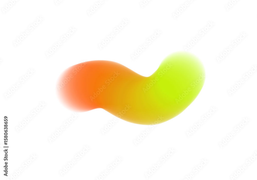 Poster blue orange green yellow gradient shape isolated png. transparent trendy overlay on soft blurry back