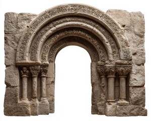 Ornate stone archway, a testament to ancient architecture. Intricate carvings and weathered stone.