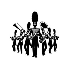 marching band silhouette, marching band vector