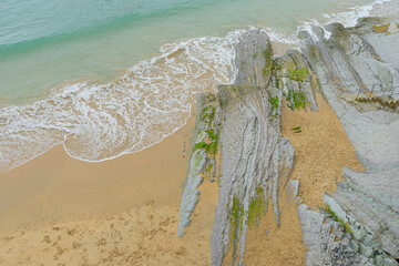 Rocky Shoreline and Waves in San Sebastian, Spain