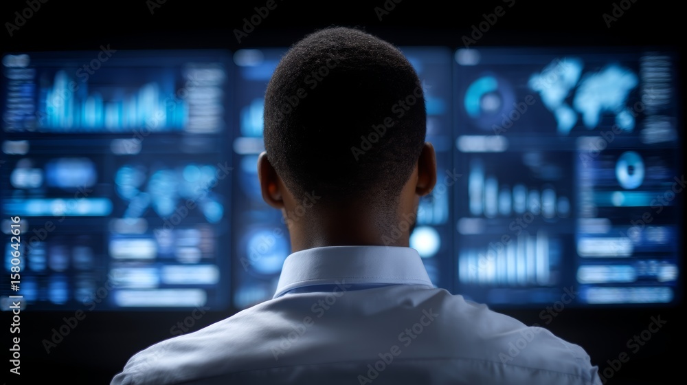 Poster professional privacy officer reviewing confidential user consent documents alongside digital encrypt