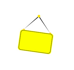Yellow hanging sale tag with bold promotional label design cutout