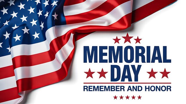 American flag with memorial day text for honoring veterans and remembering military sacrifice  
