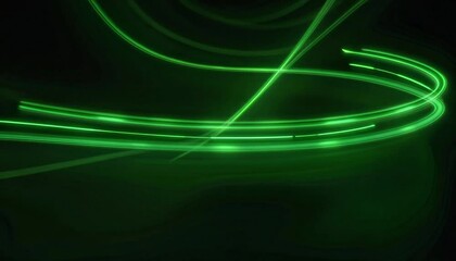 Dynamic green neon light trails abstract background with glowing energy lines - Powered by Adobe