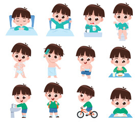 Cartoon Boy Daily Routine Activities