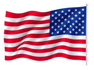 Obraz premium Waving USA Flag Illustration with Gentle Fabric Folds Isolated on White