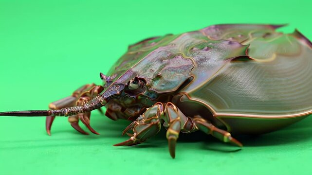 Horseshoe Crab on Green Background