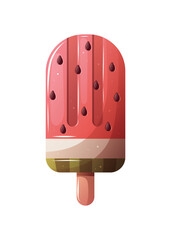 Watermelon popsicle isolated on white. Vector illustration.