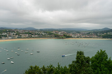 Holiday, view of the city of San Sebastian, with La Concha beach, from Mount Urgull. Summer...
