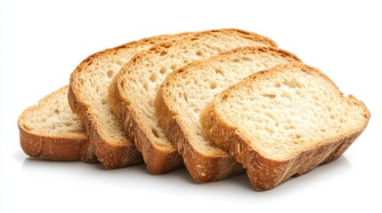 Freshly Sliced White Bread Pieces Displayed On A Clean Minimalistic White Background For Stock Photography Use