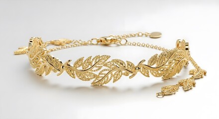 Elegant gold leaf crown headband jewelry accessory luxury fashion style on white background