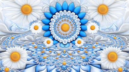 Colorful Mandala Design Featuring Birds and Flowers in Symmetrical Arrangement