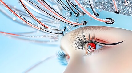 Striking Black Eyeshadow Liquid Application on Unique Model's Eye