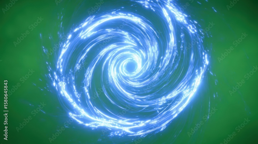 Poster dramatically looping blue energy beams form a captivating vortex radiating with glowing intensity. t