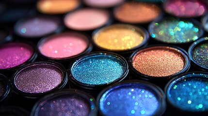 Colorful Eyeshadow Palette with Holographic Stickers and Sparkles