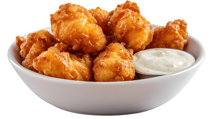 Bowl of Fried Cheese Curds with Dipping Sauce