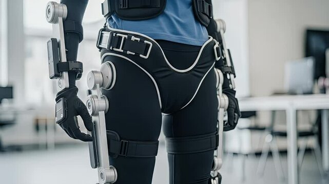 Person in futuristic exoskeleton technology