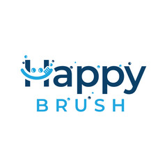 Cheerful Logo Design Featuring Playful Lettering and Stylized Water Droplets Representing the Brand Happy Brush with a Modern and Approachable Aesthetic