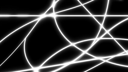 Abstract background with dynamic glowing white neon lines on black. A modern, high-tech design...