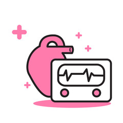 Flat Line Heart Monitor Icon. Medical Device Illustration for Healthcare Emergency