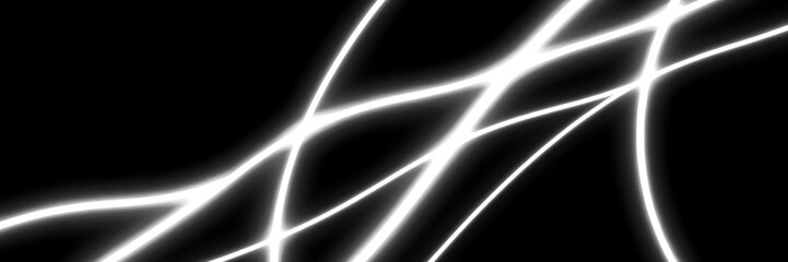Abstract background with dynamic glowing white neon lines on black. A modern, high-tech design...