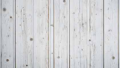 Obraz premium White Painted Vertical Wood Planks with Visible Grain and Knots – Textured Background Representing Rustic Minimalism, Natural Simplicity, and Tactile Elegance