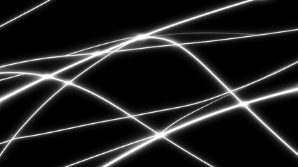 Abstract background with dynamic glowing white neon lines on black. A modern, high-tech design...