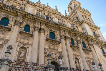 Obraz premium Grand architecture of Santa Iglesia Catedral in Jaen, Andalucia showcases intricate details and rich history