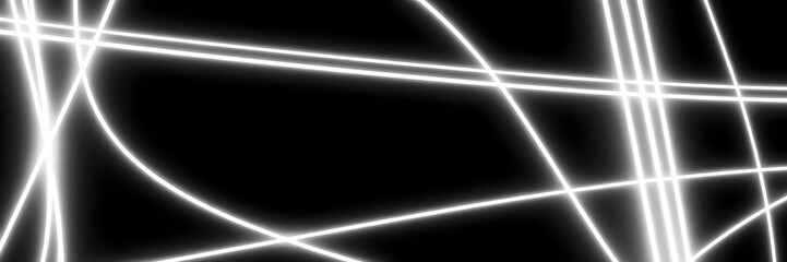 Abstract background with dynamic glowing white neon lines on black. A modern, high-tech design...